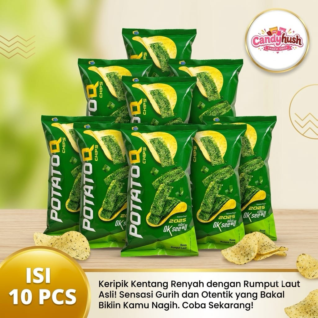 PotatoQ Chips Rumput Laut Isi 10 Pcs Snack Kentang Potato Q Seaweed