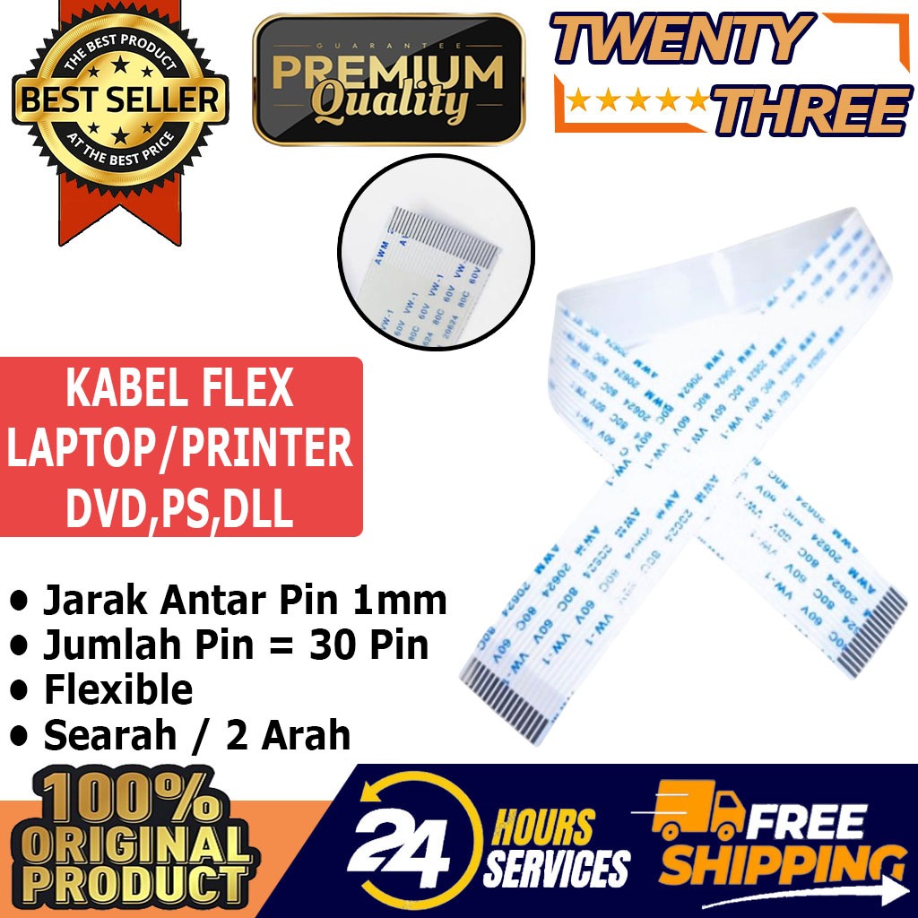 Kabel Flex Flexible Flat Cable FFC / FPC 30 Pin 1mm Searah / 2 Dua Arah Power Switch Laptop Touchpad
