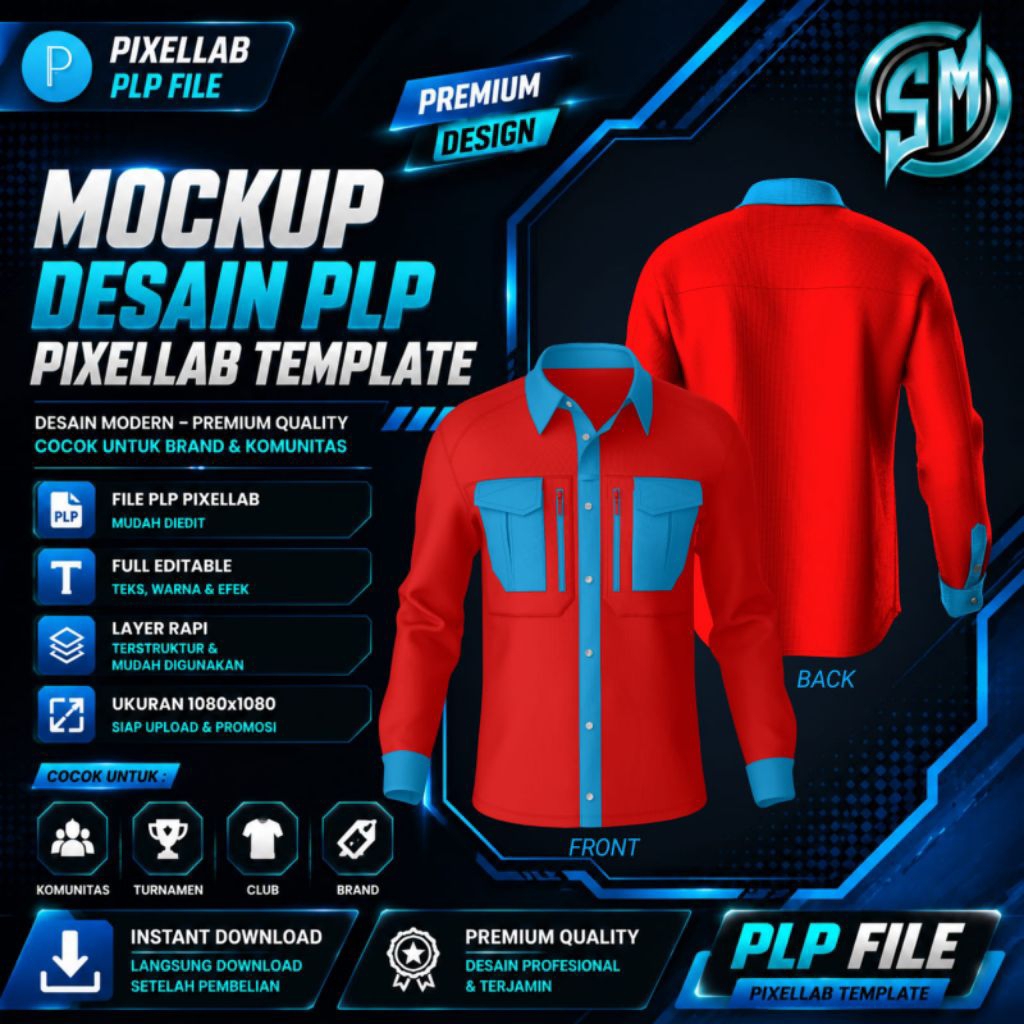 Template Mockup Baju Kemeja Tactical - File Pixellab