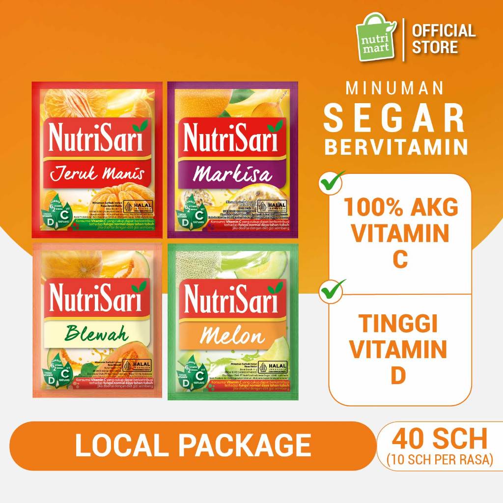 NutriSari 4 Rasa Local Package 40 sachet - Minuman Buah Vitamin C dan Vitamin D
