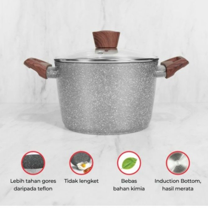 Cypruz High Casserole Marble 24cm PI0739 Panci Tinggi Stock Pot