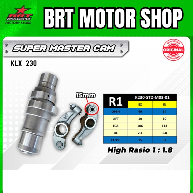 MASTER CAM PELATUK ROLLER BRT KLX230 KLX 230 R Camshaft Noken As BRT