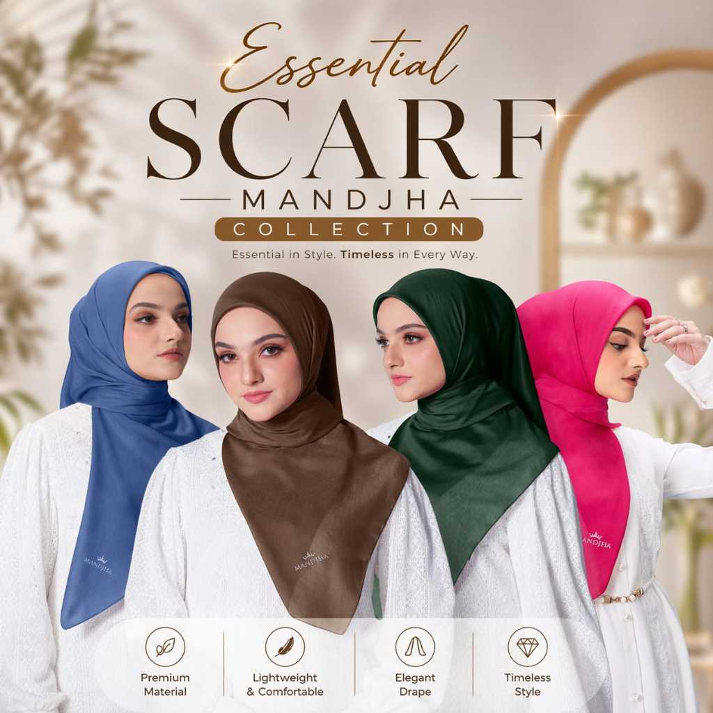 Series Essential Scarf Basic Polos Mandjha Ivan Gunawan Muslim Wanita Hijab Segi Empat Voal Original