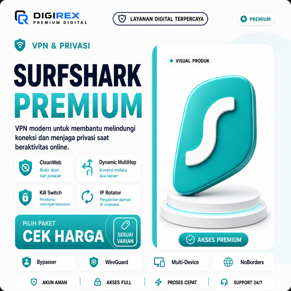 SURFSHARK PREMIUM PRIVATE FULL GARANSI