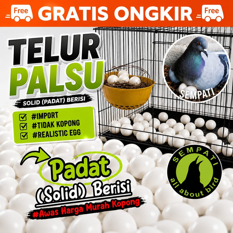 SEMPATI Telur Palsu Mainan Burung Merpati Dara Ayam Telur Imitasi Tiruan Replika Fake Egg Pigeon Isi