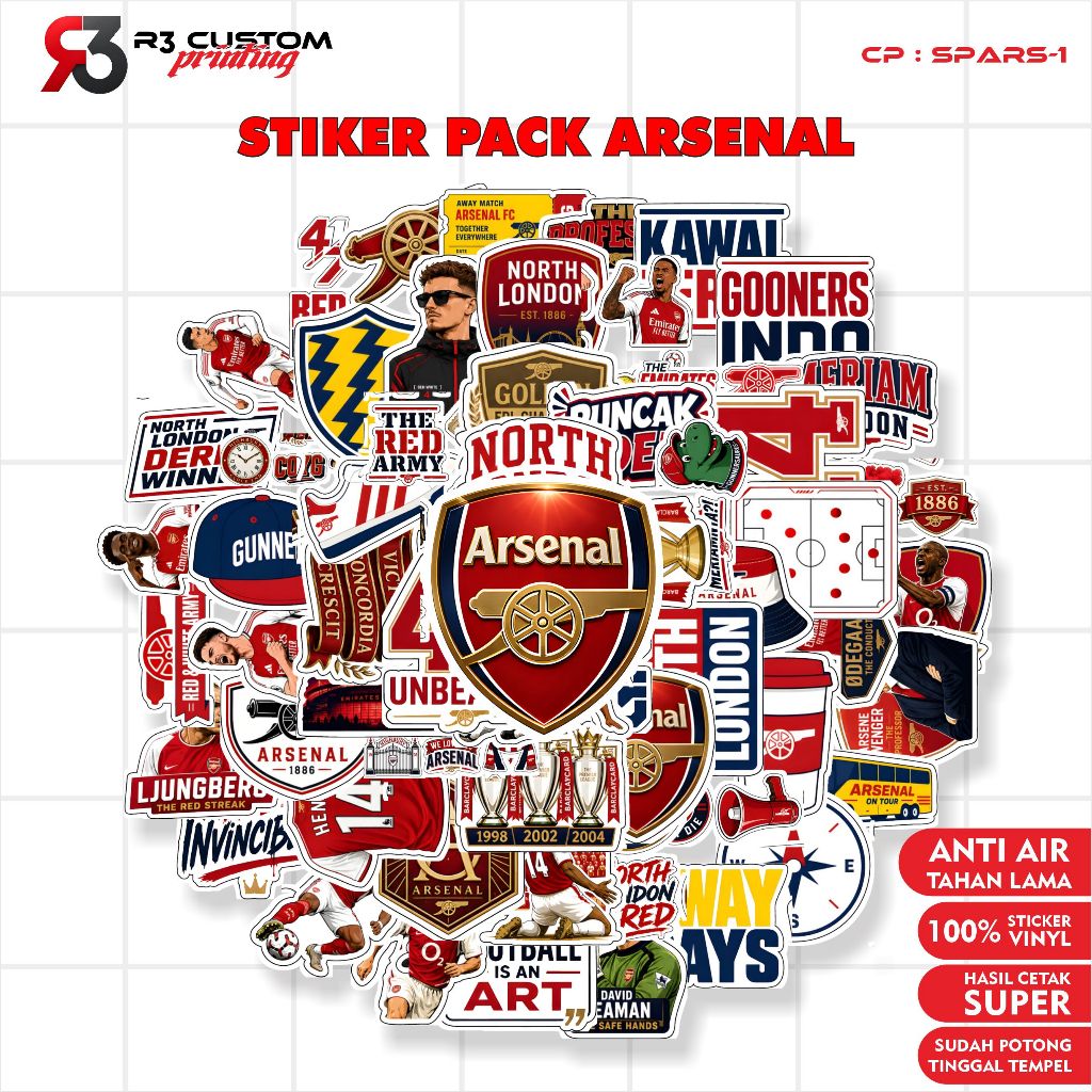 stiker Pack Arsenal Sticker arsenal liga inggris