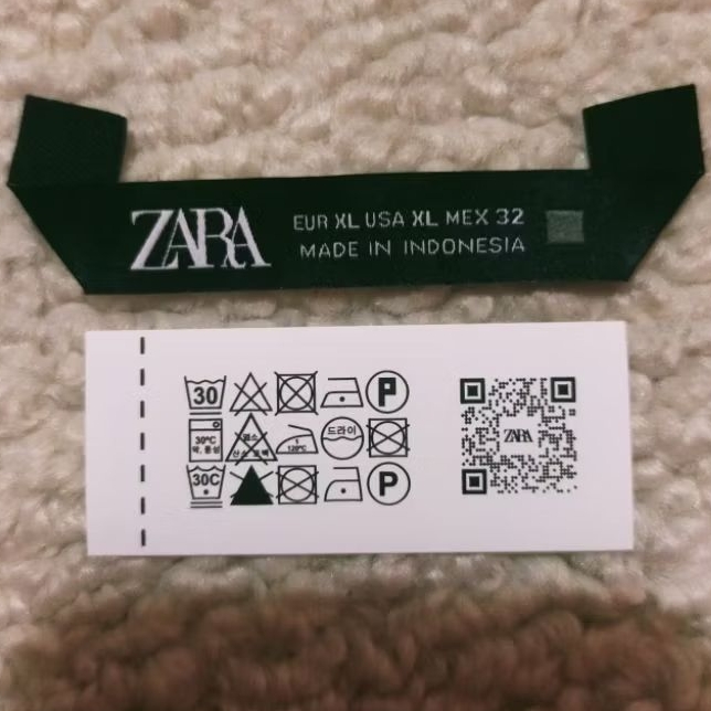 tag zara size wash label set