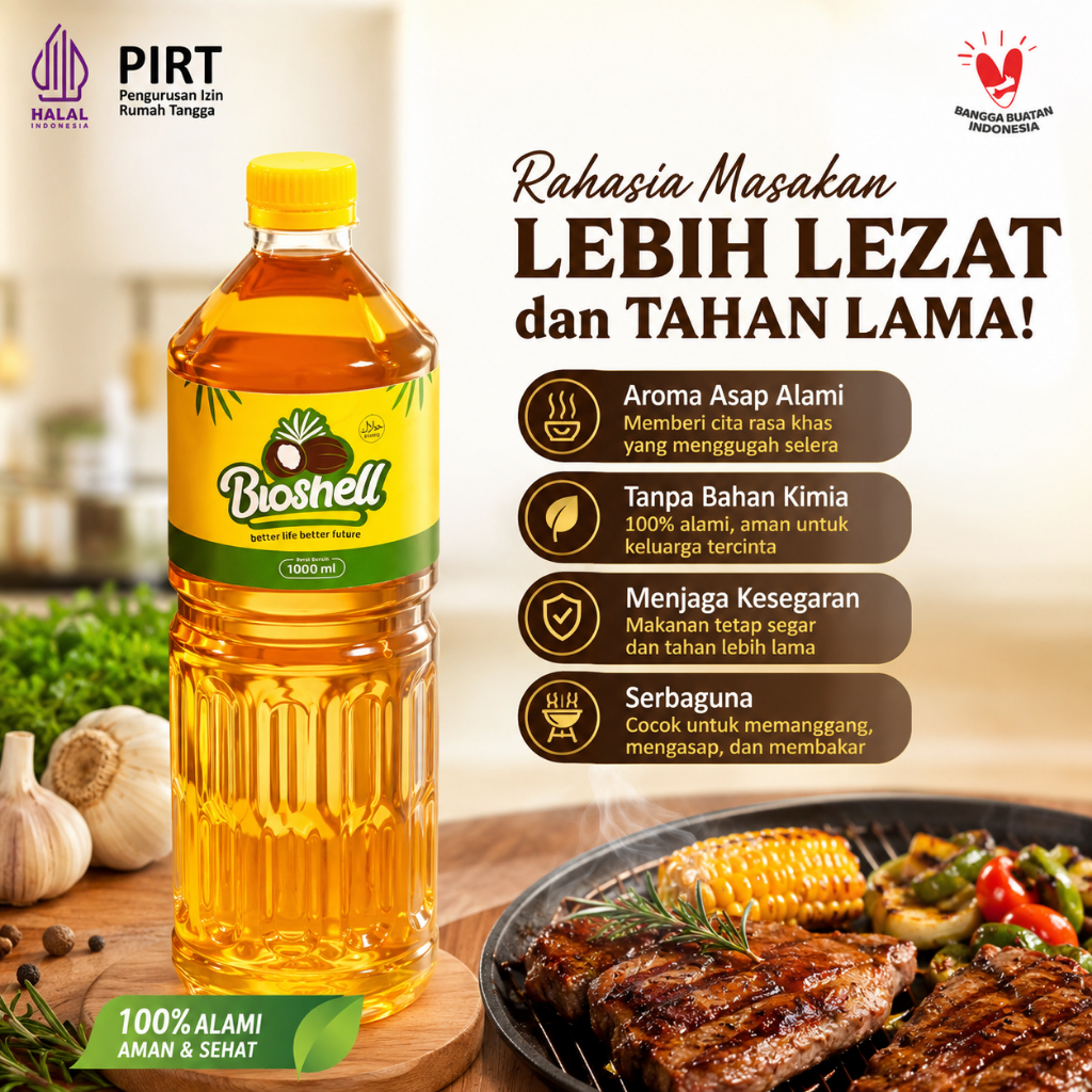 Bio Shell Asap Cair Food Grade 1 Liter Liquid Smoke Tempurung Kelapa Pengawet Alami Makanan Perisa A