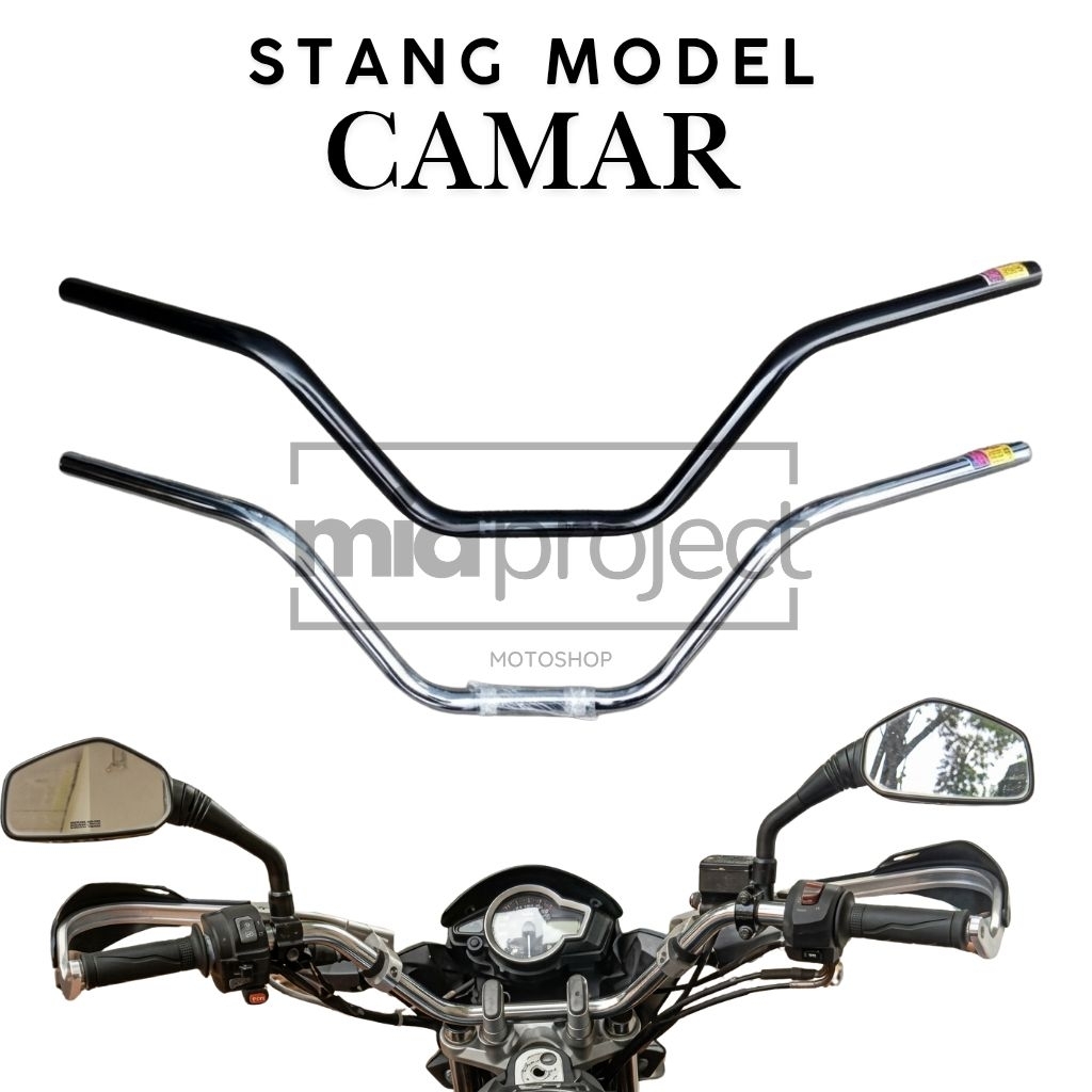 Stang Camar Tinggi Touring Modif Stir Universal Motor Xsr Vixion Byson Beat PCX Nmax Dll Hitam Chrom