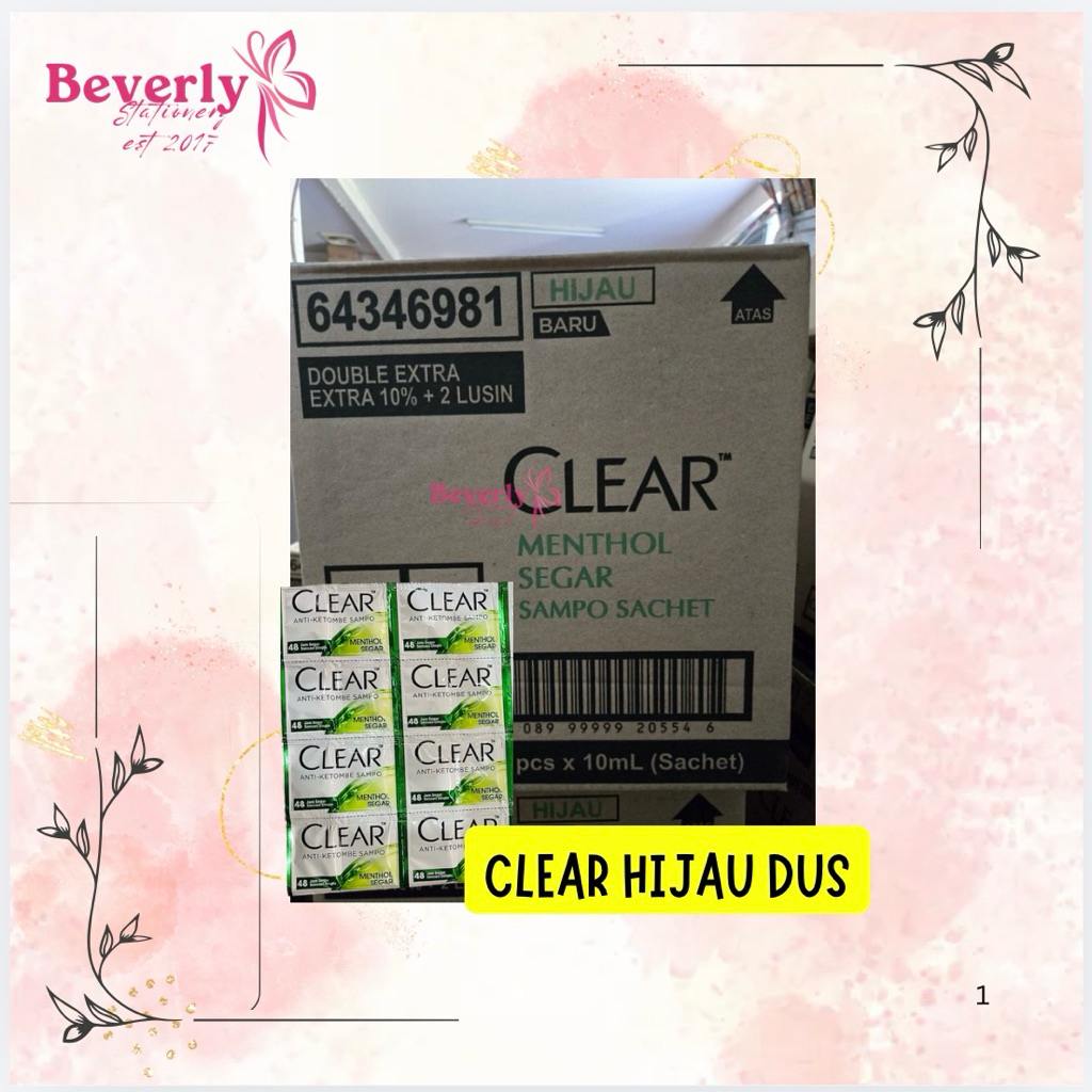 [ 1 DUS ] SHAMPOO CLEAR HIJAU / SAMPO CLEAR MENTHOL DINGIN SAMPO SACHET