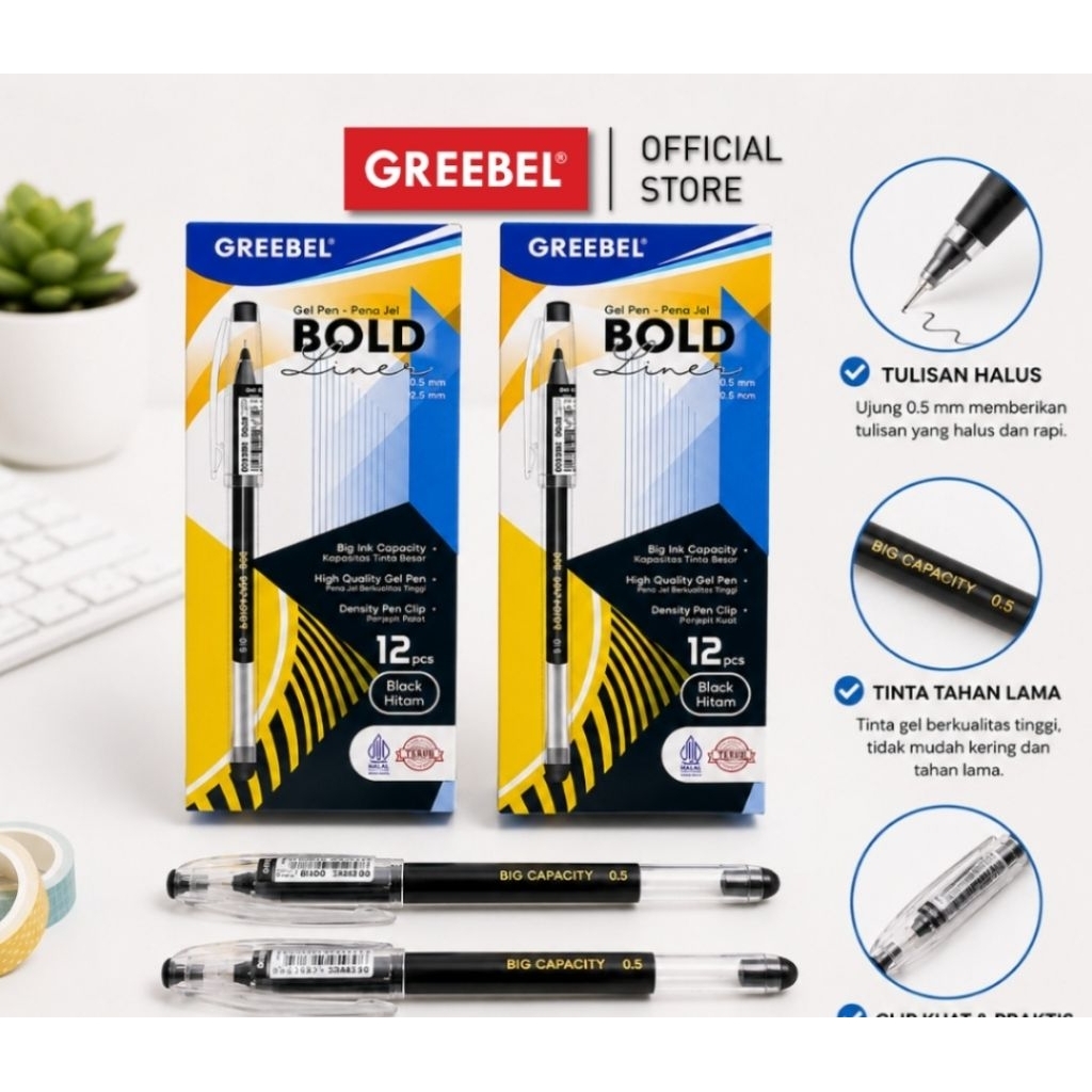 GREEBEL GEL PEN / GREEBRL GEL PEN GP516 / GREEBEL GEL PEN BOLD LINER / GREEBEL BOLD LINER ISI 12