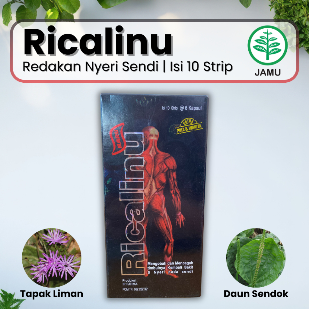 Ricalinu Jamu Herbal 10 Strip 60 Kapsul Redakan Nyeri Sendi Pegal Linu Asam Urat
