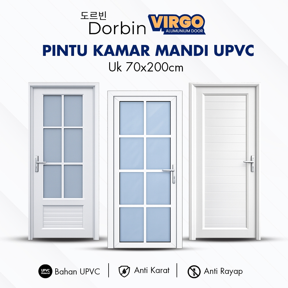 VIRGO DOOR Pintu UPVC Kamar Mandi / UPVC Door Ukuran 70x200 dan 80x210 cm