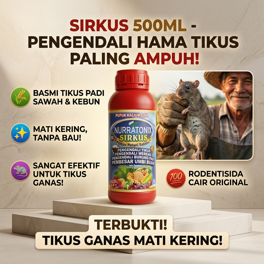 Obat Tikus Sawah Berkualitas | Solusi Hama Tikus Padi untuk Petani - SIRKUS 500ML Pupuk Anti Hama Ti