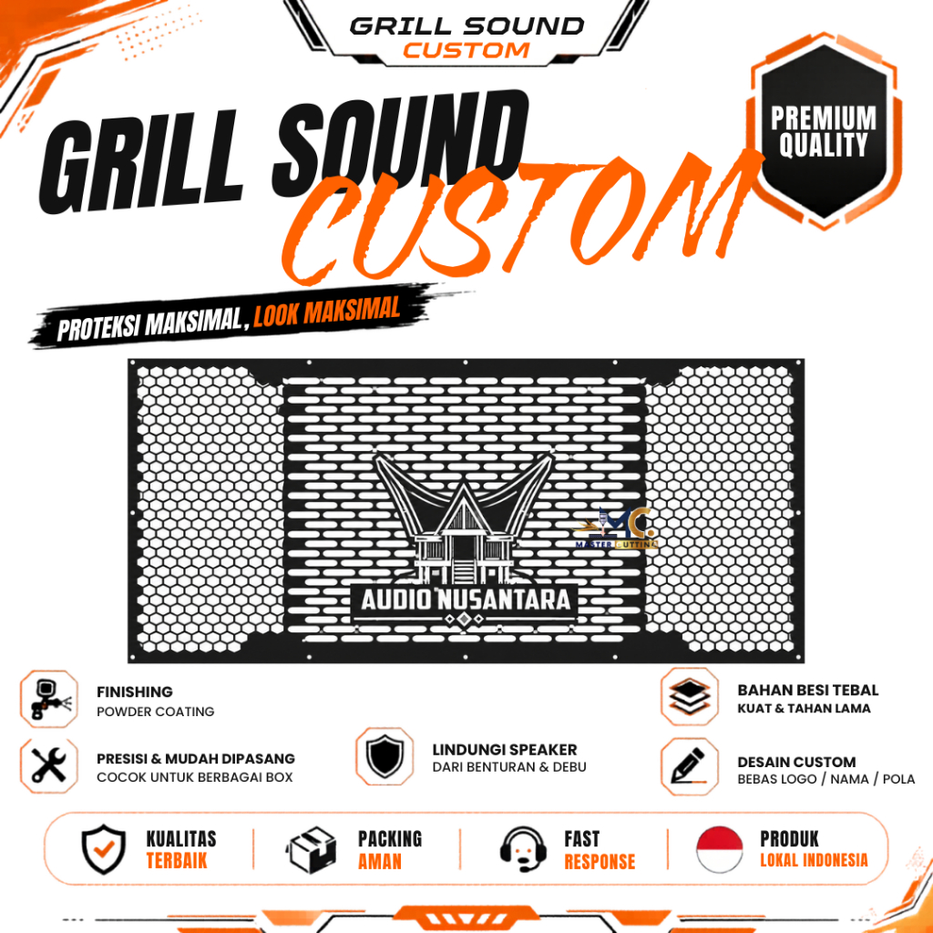 Grill Sound Custom Plat Besi Pelindung Speaker Anti Karat