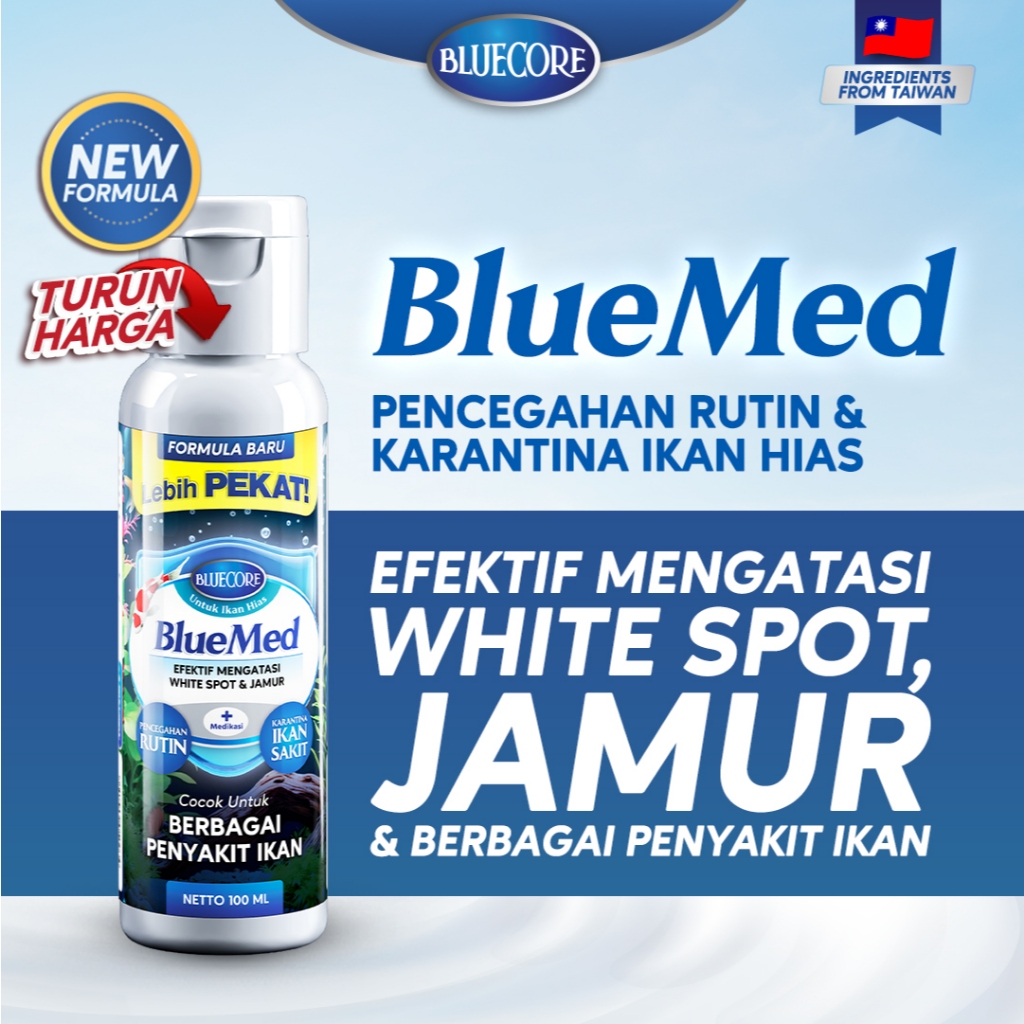Bluecore Bluemed Anti Jamur Ikan & White Spot Ikan –  Perawatan Ikan Guppy, Ikan Cupang, dan Ikan Hi