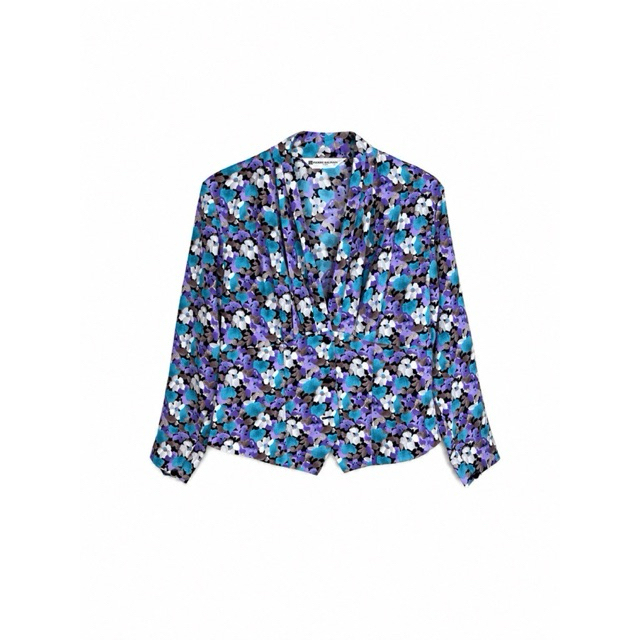 Vintage 90s Pierre Balmain Paris Floral Purple Blouse