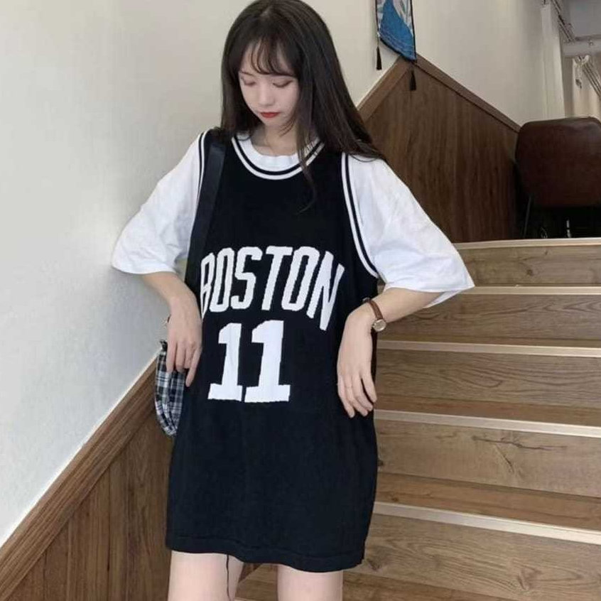 Atasan Wanita OVERSIZE SINGLET BOSTON 11 Kaos Tebal