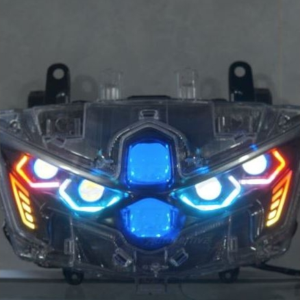 Yamaha NMAX Neo Turbo Lampu Depan Headlamp Custom Projector Projie BILED 1.5" + 3D HexaFrame