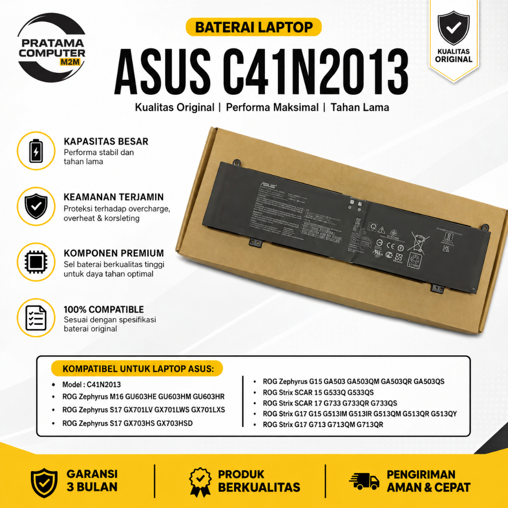 Baterai Laptop C41N2013 ASUS ROG STRIX SCAR 15 G513 G533 Original