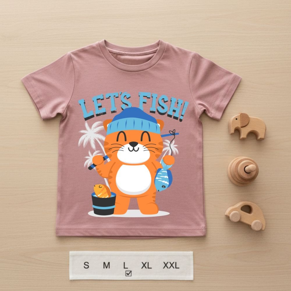 Baju Kaos Distro Anak Motif Kucing Memancing Lets Fish Karakter Kartun Lucu Atasan Anak Laki Perempu