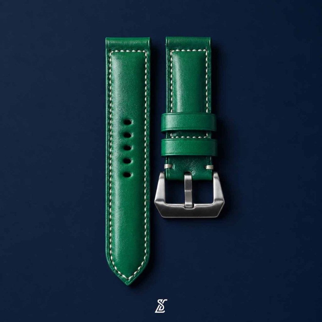 Lucky Strap Tali Jam Tangan Kulit Sapi Green Glossy Panerai Handmade - Strap Jam Pria Wanita