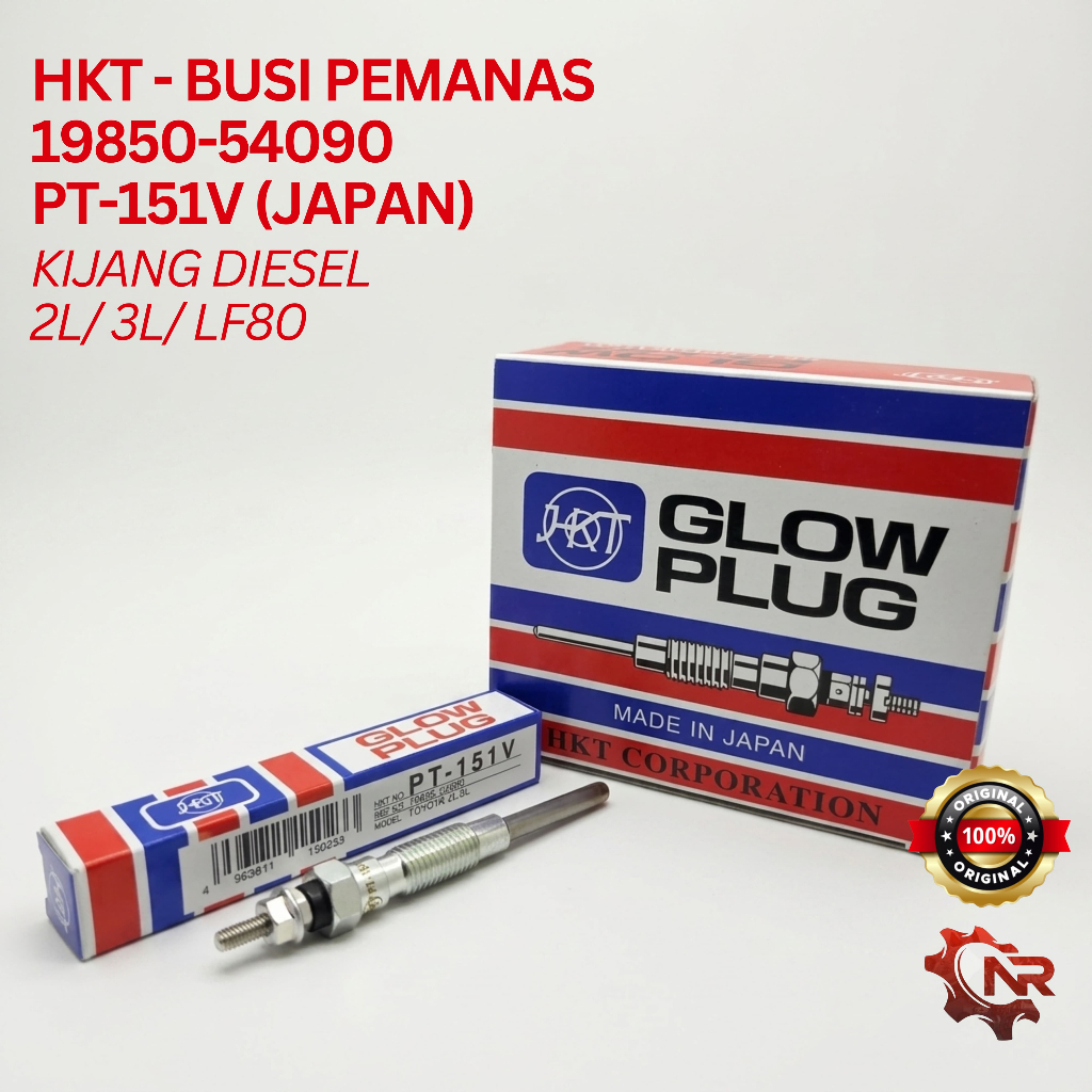 [1 PCS] Busi Pemanas/ Glow Plug Kijang Diesel 2L/3L/ LF80 HKT JAPAN (PT-151/ 19850-54090)