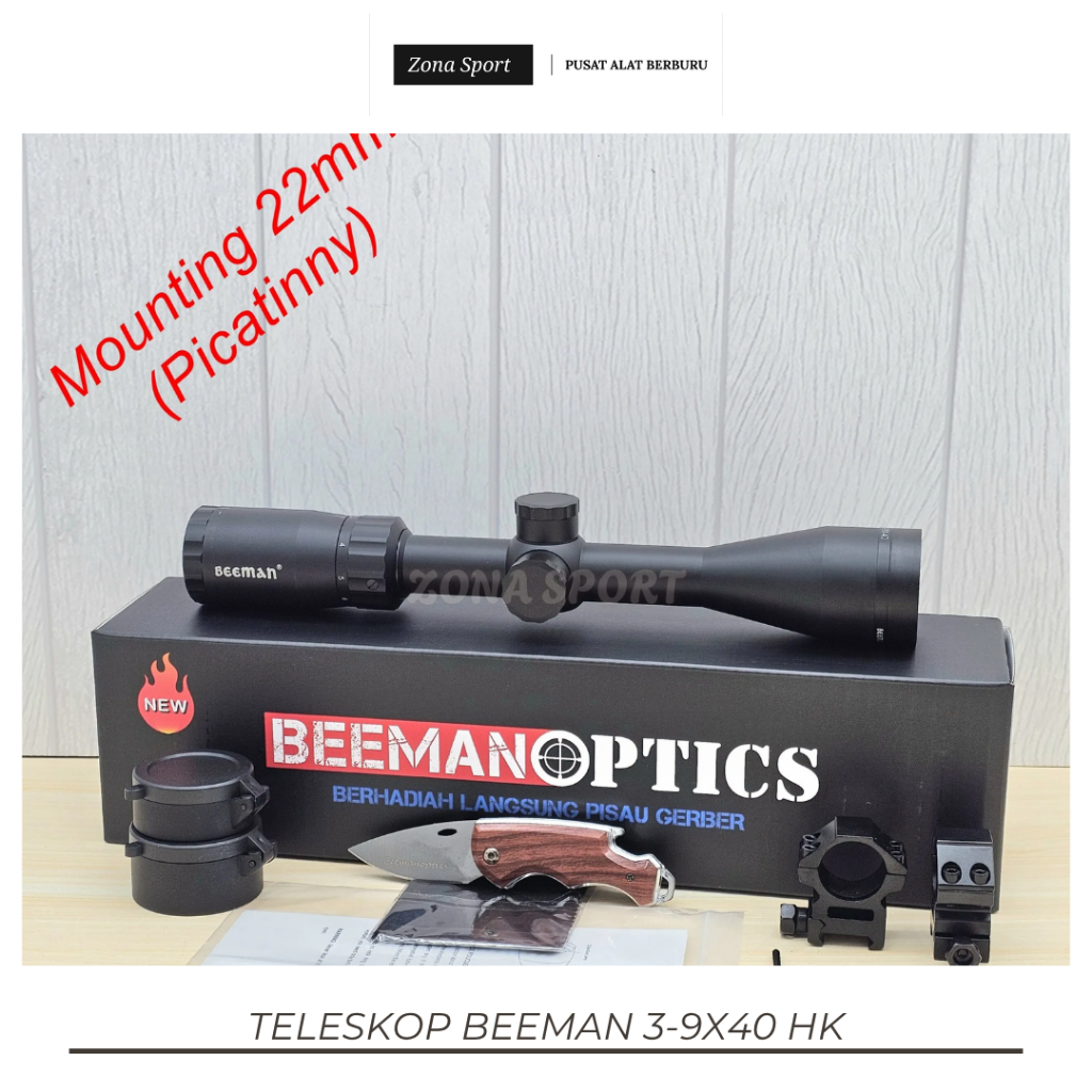 Telescope Beeman Optics 3-9×40 Mildot WA / Teleskop Beemen 3-9x40 HK Original Asli Berkualitas