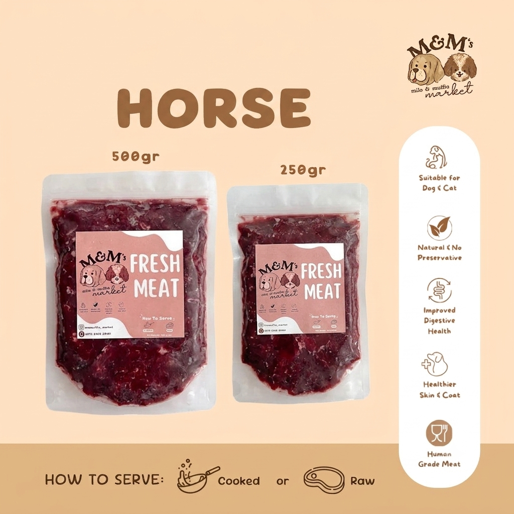 Daging Kuda Segar / Horse Meat Human Grade untuk Anjing & Kucing