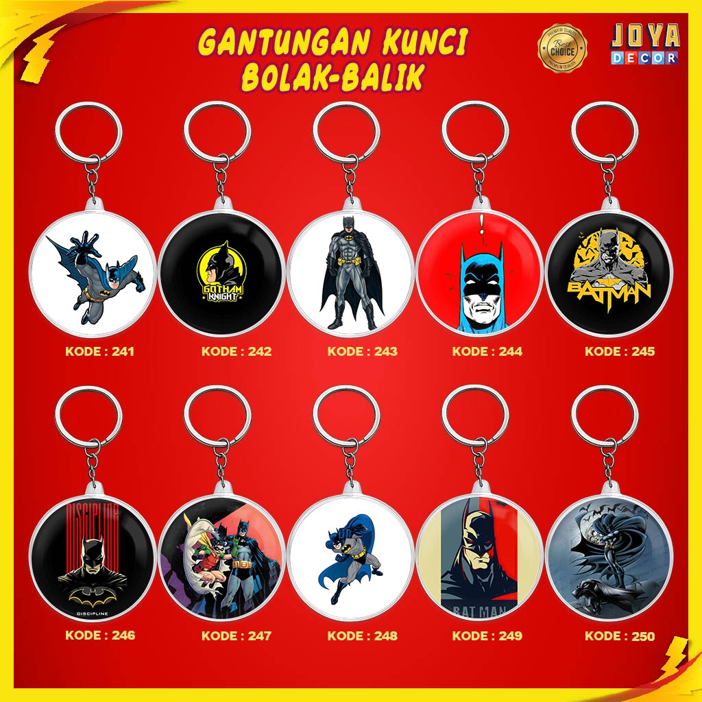 GANTUNGAN KUNCI BATMAN / GANCI BATMAN AKRILIK / GANTUNGAN KUNCI BATMAN BULAT XJ