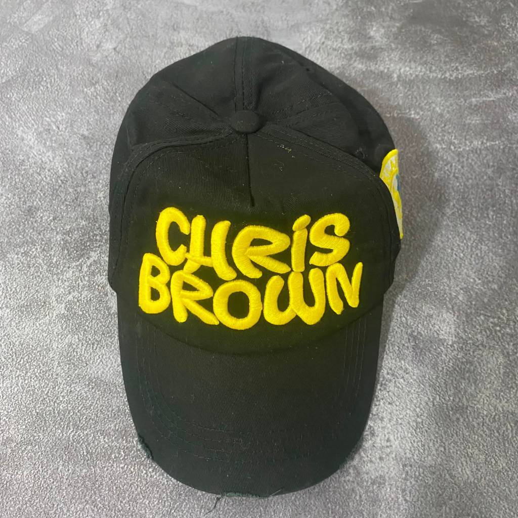 Topi Chris Brown Hitam Original Thrift Baseball Cap Bordir Streetwear Unisex Adjustable