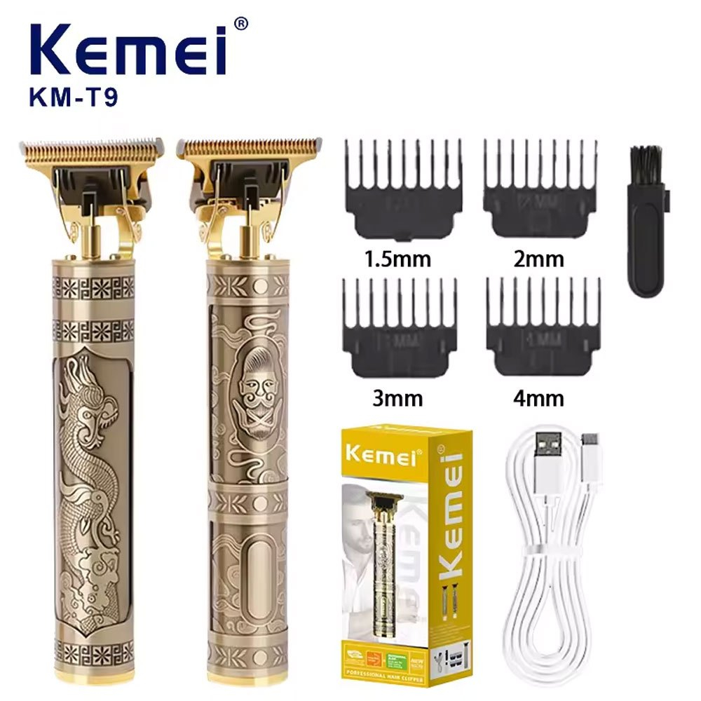 Alat Elektrik Portabel Tanpa Kabel Kemei Vintage T9, Desain Ergonomis, Pisau Tajam, Isi Ulang - Alat
