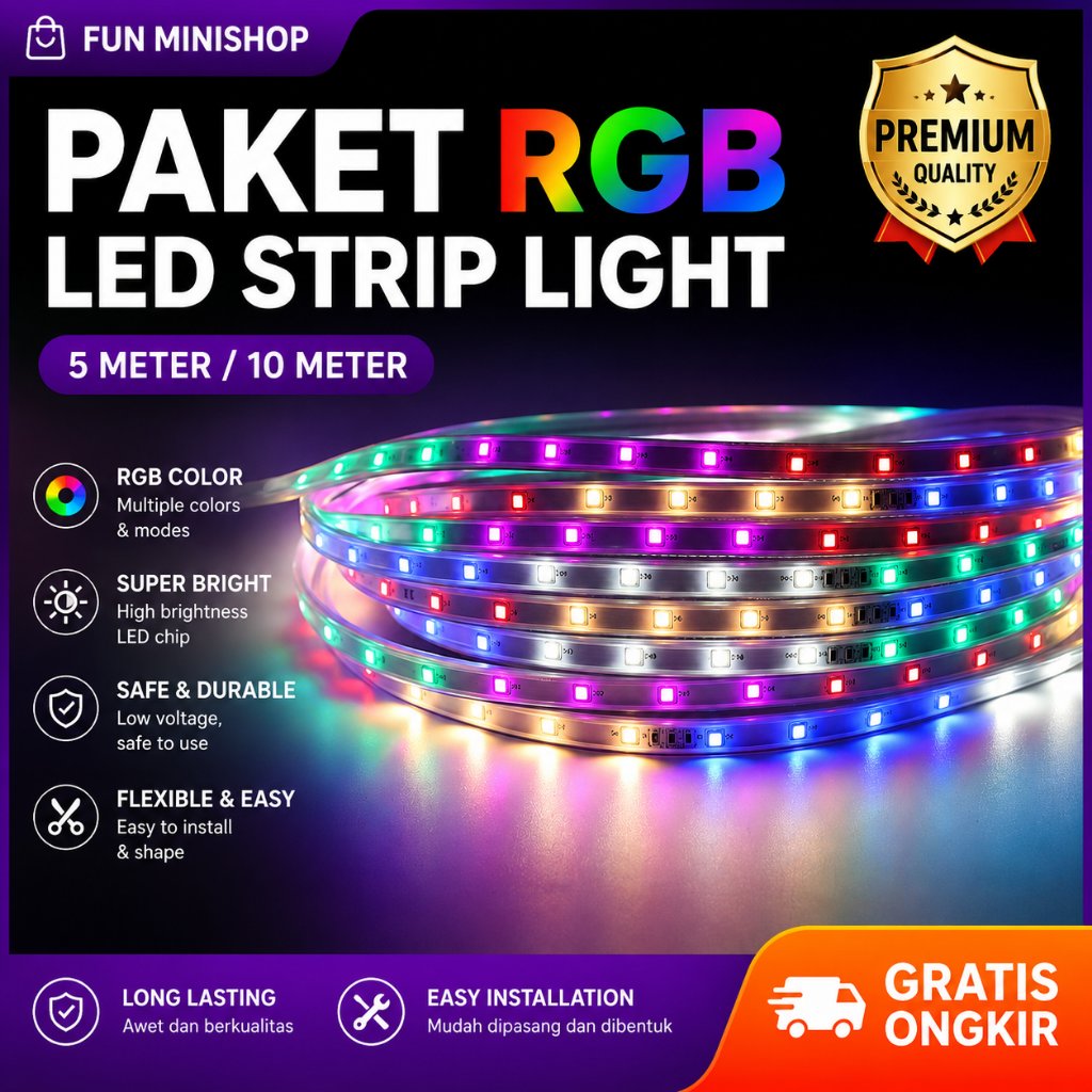 Lampu LED STRIP RGB Lampu Selang LED Warna Warni Outdoor