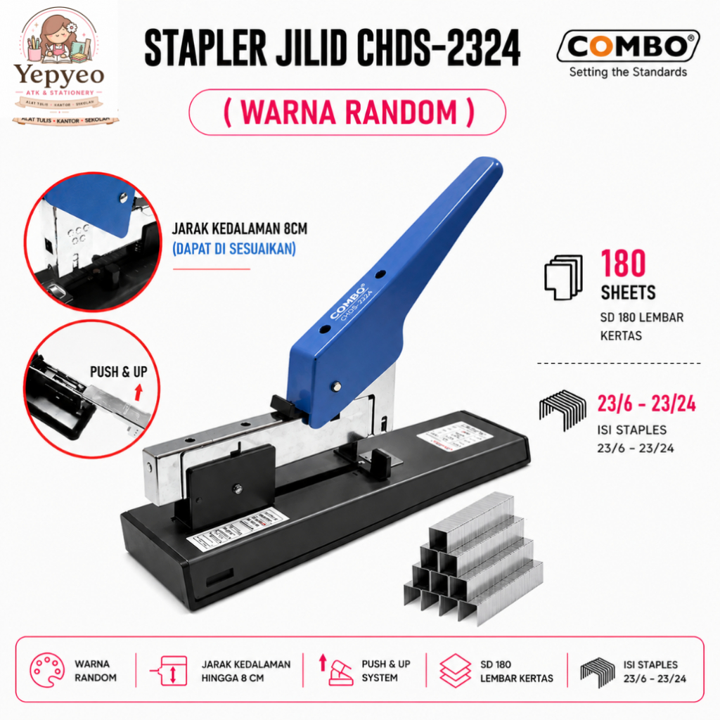 Stapler Jilid CHDS 2324 Combo, Heavy Duty Stapler