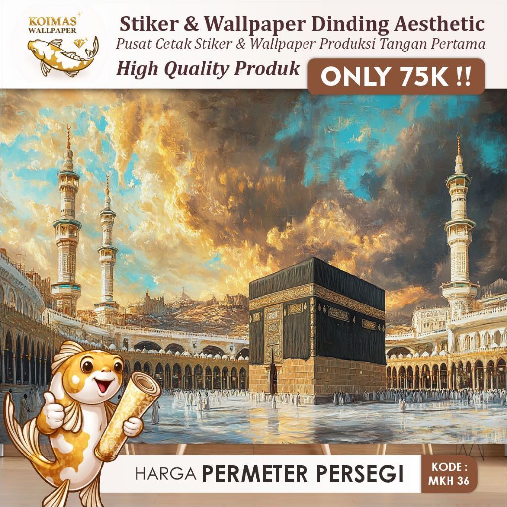 Wallpaper Dinding Ka'bah Dekorasi Dinding Ruang Tamu Stiker Dekorasi Ka'bah Sudah Dilengkapi Lem Per