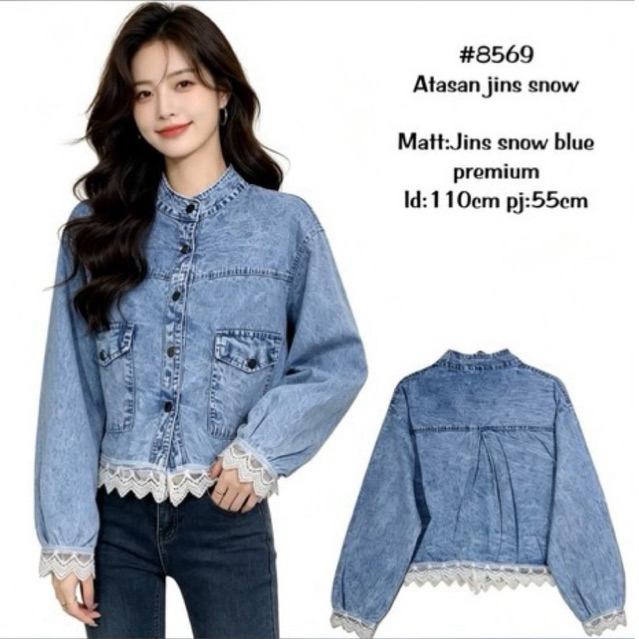 GUMOYO - Atasan Kemeja Denim Wanita Premium - Outer Jeans Wanita Oversize Lengan Panjang Casual