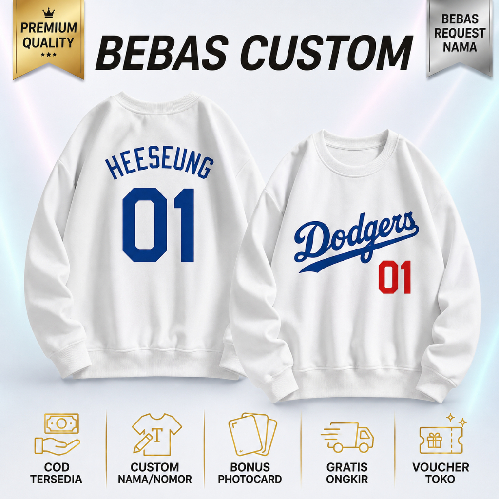 Sweater fleece kpop enhypen dodgers korea niki switer sweetshirt lengan panjang baju atasan
