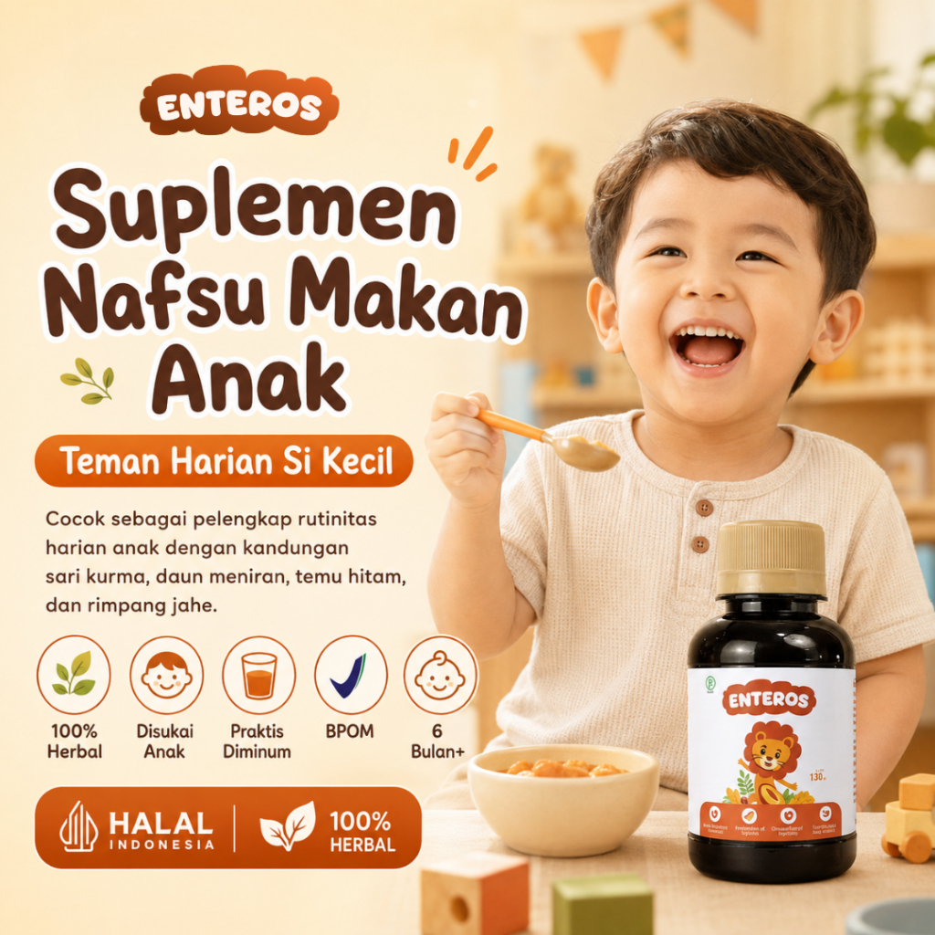 Enteros - Suplemen Nafsu Makan Anak 130ml | Halal & BPOM