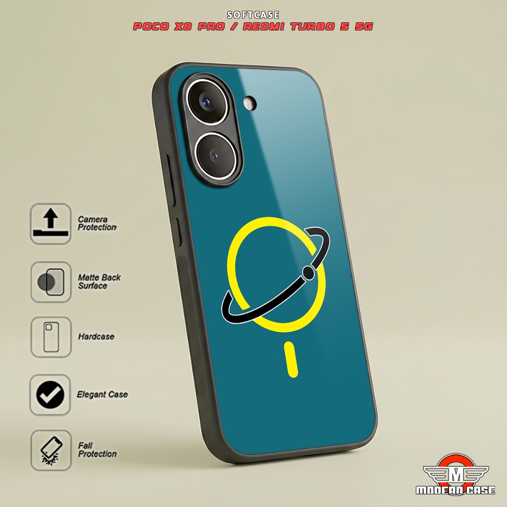 Softcase Glossy Glass For POCO X8 PRO / REDMI TURBO 5 5G - Terbaru - Case Motif Magsafe Orbit - Kesi