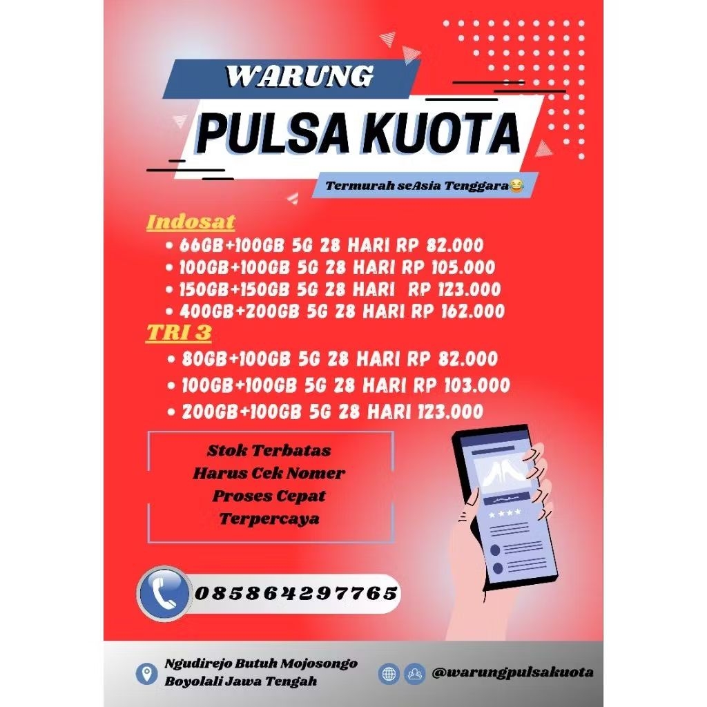 Kuota indosat Tri promo murah 60gb 80gb 100gb 150gb 300gb HARUS CEK NOMER