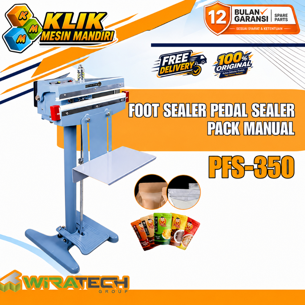 Mesin Foot Sealer Pedal Sealer Packing Seal Plastik Stay PFS-350 WIRATECH