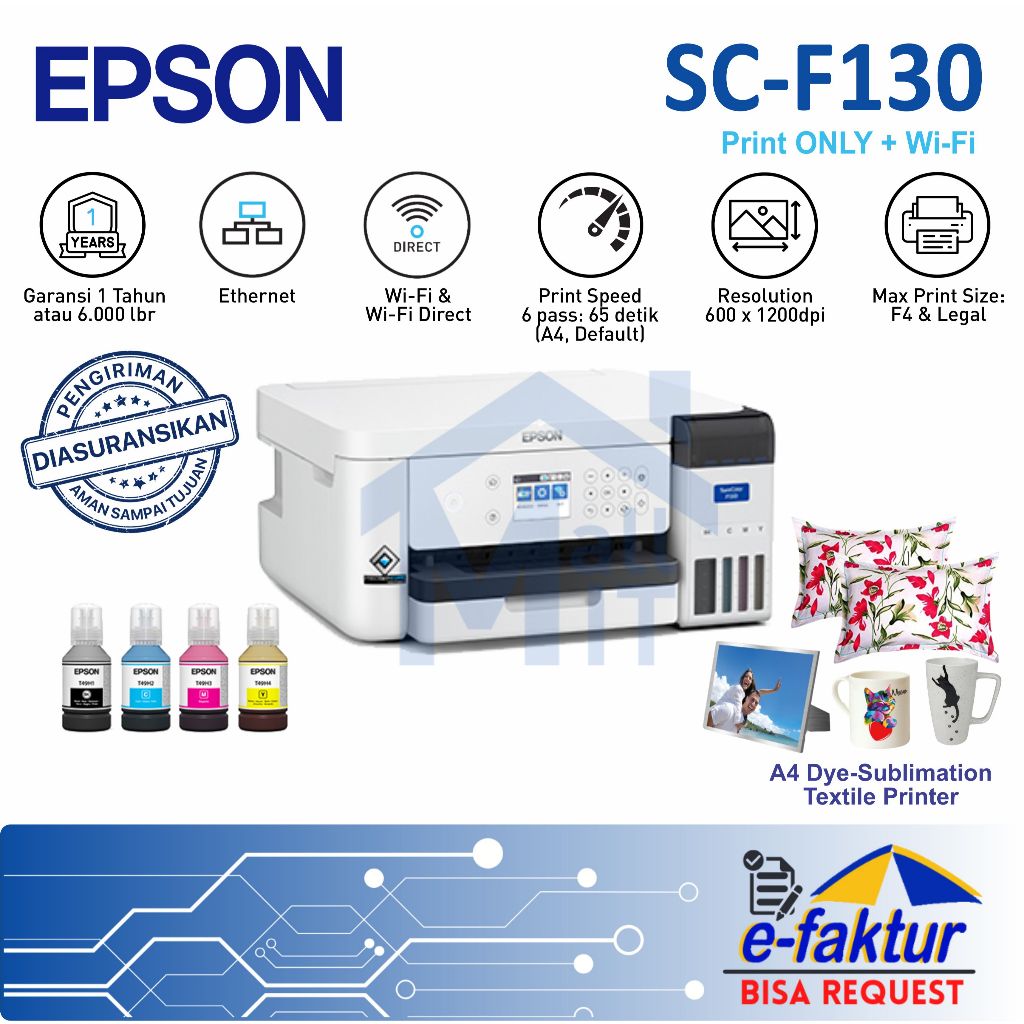 MALLIT EPSON Printer Surecolor SC-F130 Epson Surecolor F130 Sublimation Printer A4 Garansi Resmi Med