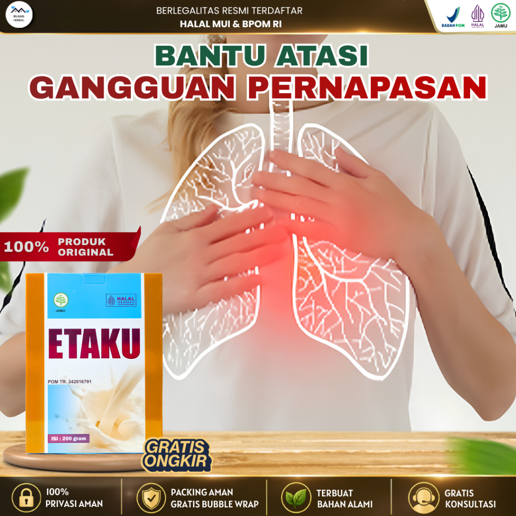 Etaku Susu Kambing Etawa Untuk Keluhan Gangguan Pernapasan, Dada Sesak - Sudah BPOM & HALAL MUI