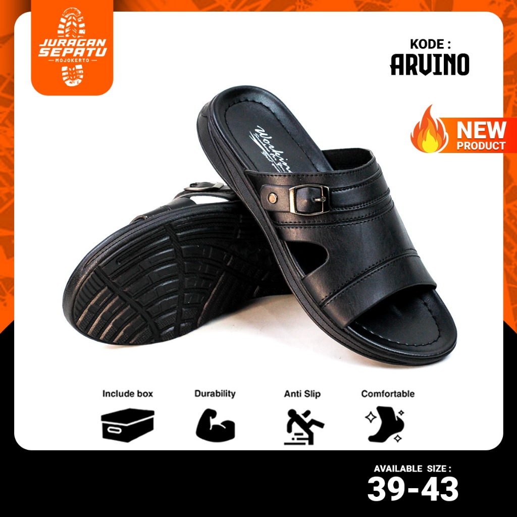 Sandal Pria Kulit Original Working Arvino Size 39-43