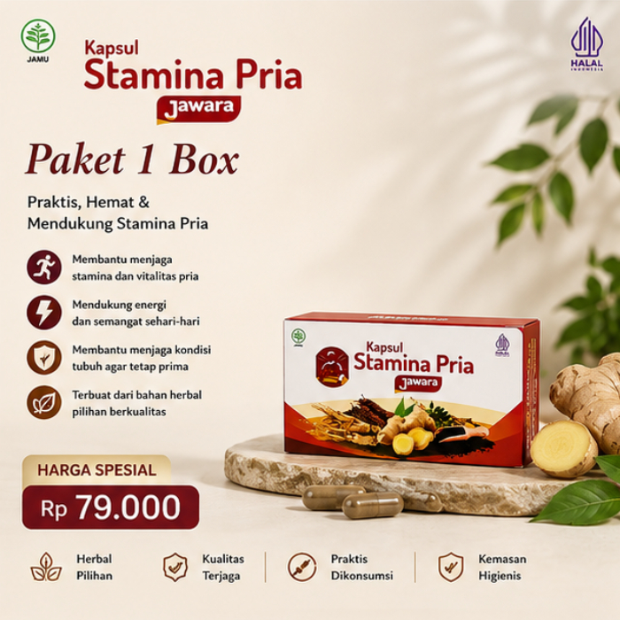 1 Box Kapsul jawara Original tetap semangat menjalani aktivitas setiap hari.