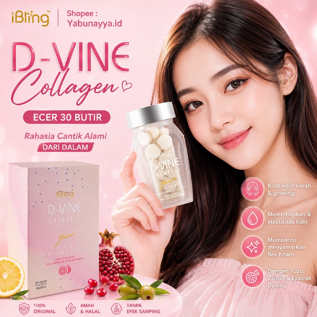 D-VINE Collagen Original 100% Original Ori  - GROSIR Ecer Dvine Collagen 30 Butir Collagen by Wellou