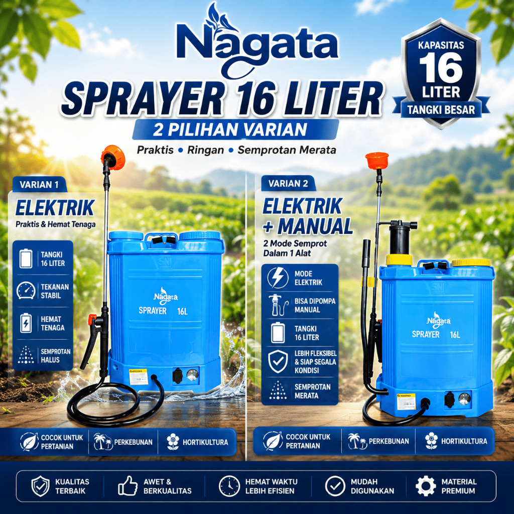 NEW  NAGATA Tangki Sprayer Elektrik 16 Liter & 2in1 Elektrik Manual Tangki Semprot Pertanian