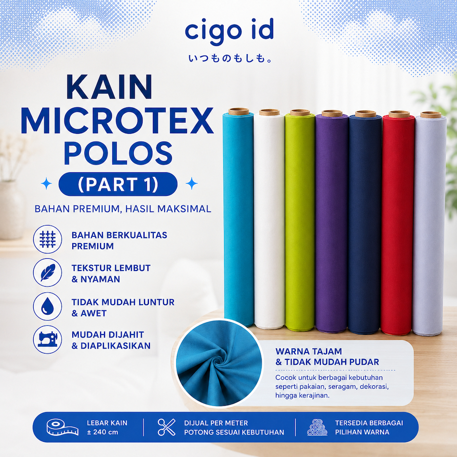 CIGO - Kain Microtex Katun Disperse Polos Lebar 240 (PREMIUM MICROTEX COTTON)