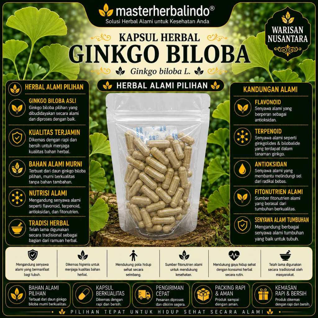 Kapsul Curah Herbal Ginkgo Biloba 200 Kapsul 600 mg Ginkgo biloba