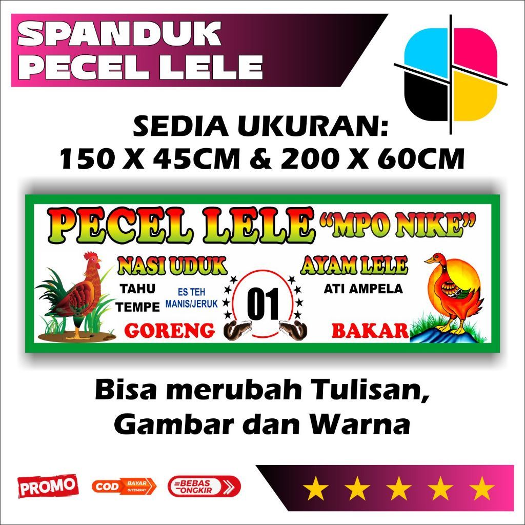 Cetak Banner Usaha PECEL LELE / Spanduk Jualan PECEL LELE Bisa Custom